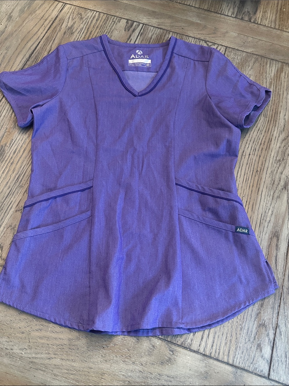 Adar Pro Women's Elevated V-Neck Professional Medical Scrub Top Purple XS